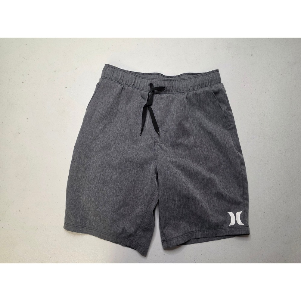 Hurley Boys Grey Heather Hybrid Shorts Elastic Waist Size Small 8-10